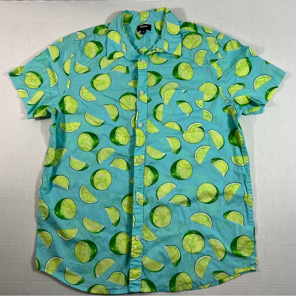 Urban Pipeline Mens Casual Button Down Shirt With Lemon Print Size XL